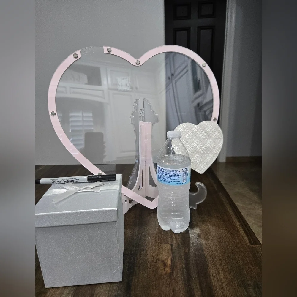 Large Heart-Shaped Pink and Pearl Guest Sign In